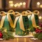 Wrapables Festive Christmas House Shaped Gift Boxes with Ribbons for Weddings, Housewarming, Cookies, Candies, Treats, Party Favors (Set of 10), Green